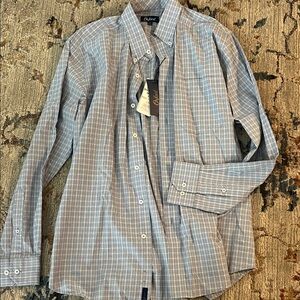 Oxford Men's Lightweight Plaid Button-Down Shirt - Blue & Gray